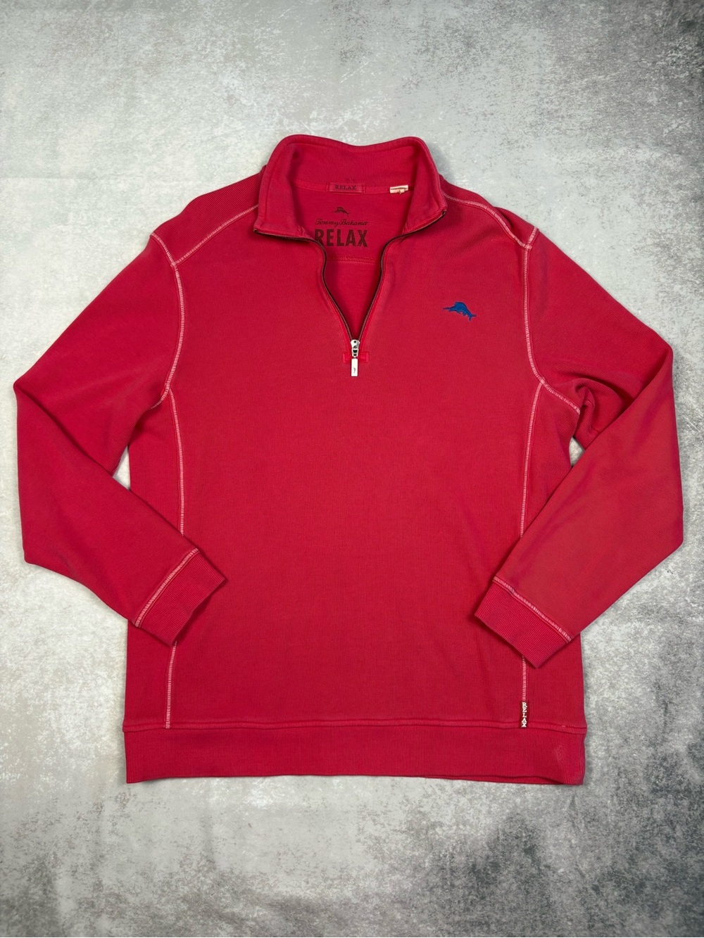 Tommy Bahama Hawaiian Winter Cotton Red Logo Quarter Zip 100% Cotton